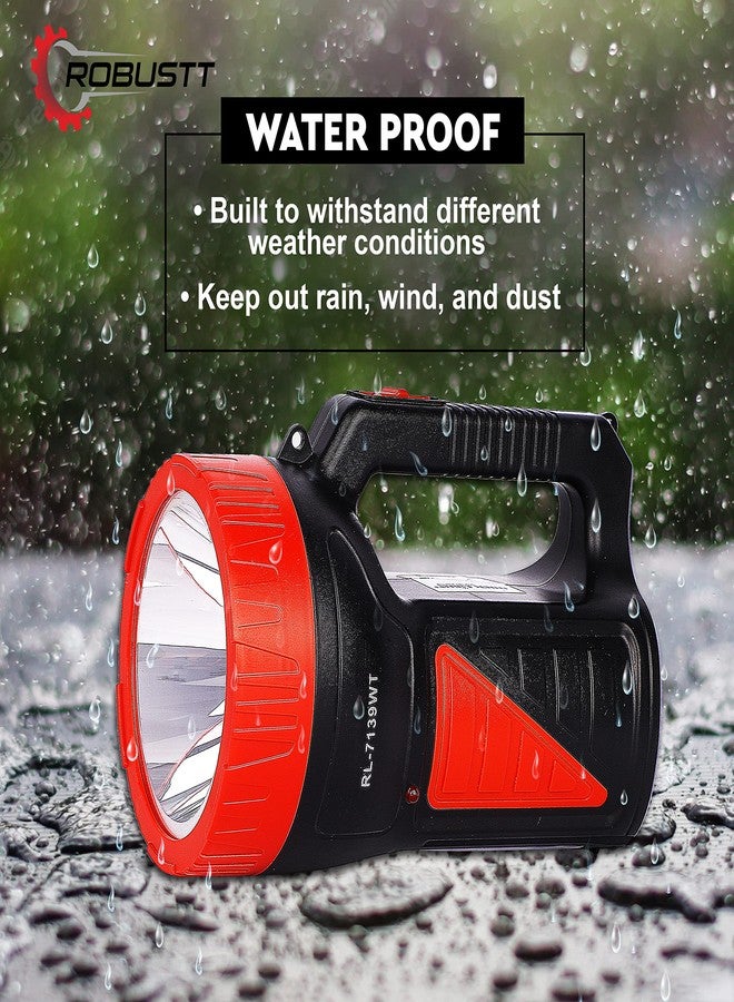 روبوست مصباح بحث LED مزدوج قوي، يُستخدم أيضًا كمصباح طوارئ، بمدى يصل إلى 1 كم | 75 واط | مصنوع من بلاستيك ABS | مصباح يدوي LED عالي السطوع، قابل لإعادة الشحن، مقاوم للماء والصدمات، بمدى طويل، مزود بقابس شحن (ألوان متنوعة) -1 - Image 5